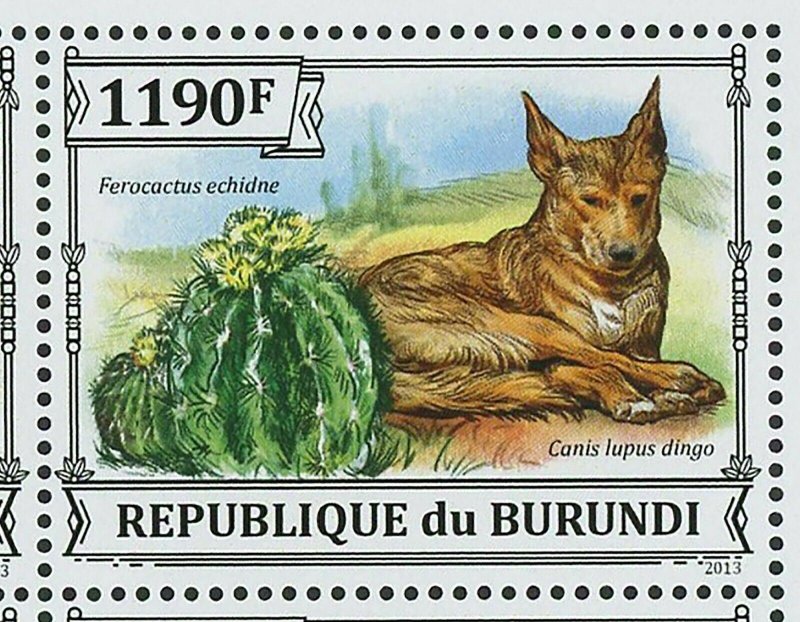 Wild Dogs Stamp Cactus Plant Lycaon Pictus Cylindropuntia Fulgida S/S MNH #3228