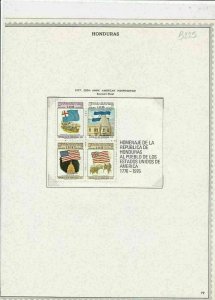 honduras 1977 200th annv. american independence souvenir stamps sheet ref 17794