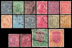 India Scott 106-121 (1926-35) Used G-F, CV $9.05 C