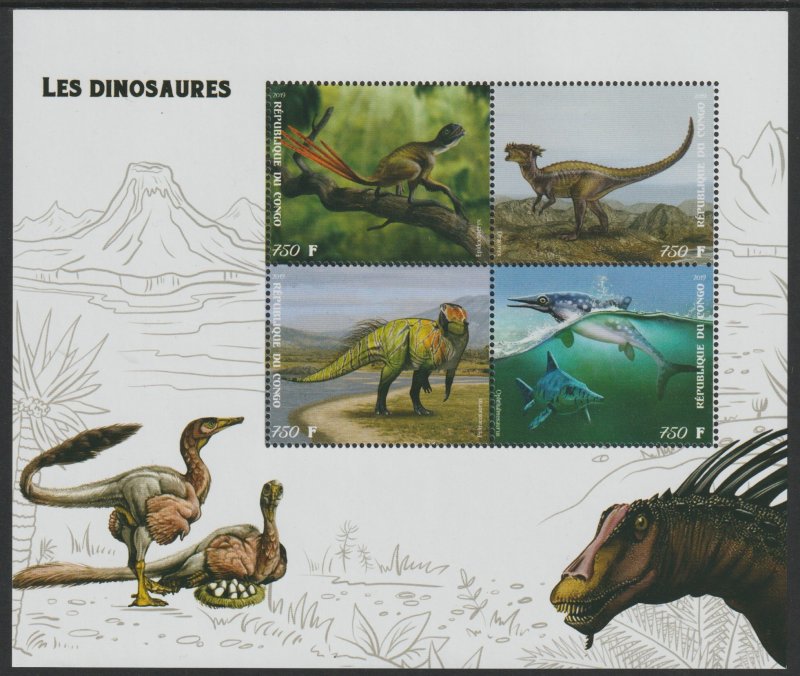 DINOSAURS perf sheet containing four values mnh