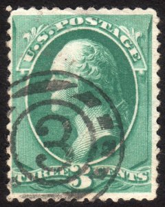 1881, US 3c, Washington, Used, Sc 207