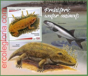 B1800 - SIERRA LEONE - ERROR MISPERF Stamp Sheet - 2023 - Prehistoric water animals-