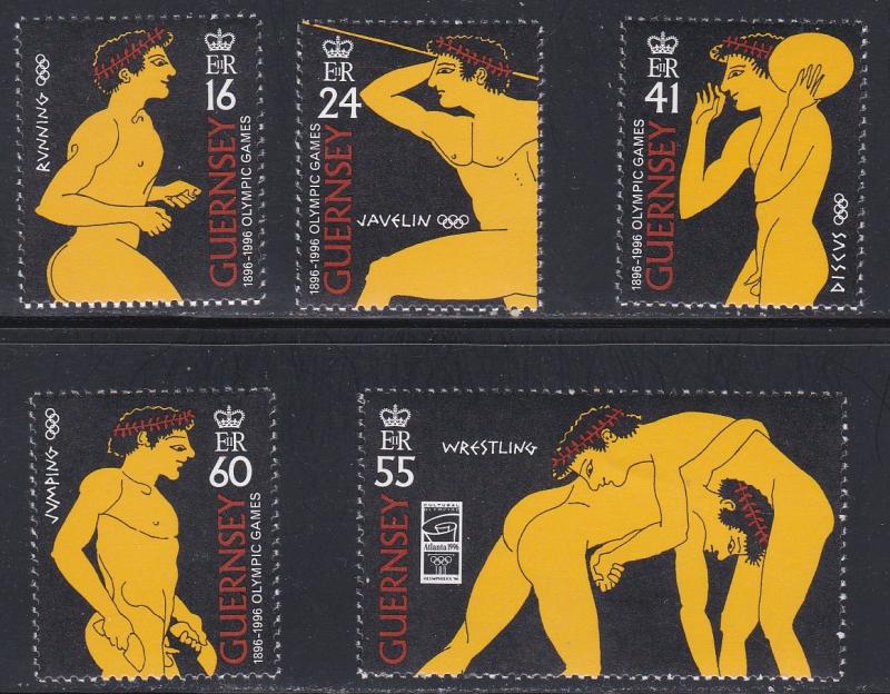 Guernsey # 571-575, Modern Olympics Centennial, NH, 1/2 Cat.