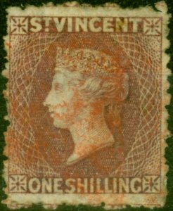 St Vincent 1875 1s Claret SG21 Fine Used