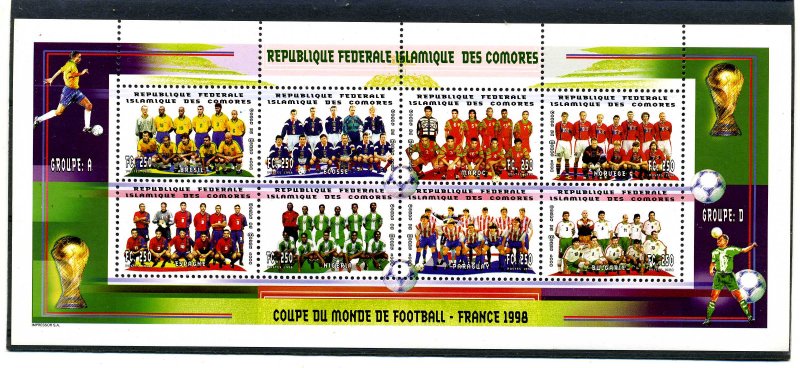 The Comoros 1998 FOOTBALL WORLD CUP FRANCE Sheet Perforated Mint (NH)