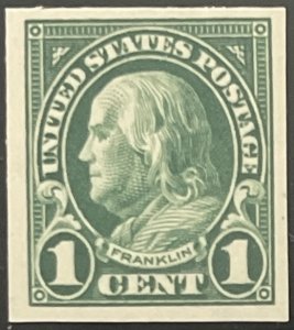 Scott #575 1923 1¢ Benjamin Franklin imperforate MNH OG VF