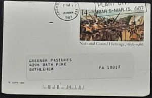 US SCott # UX114; used, entire postal card; 14c Nat. Guard,1986; fine condition