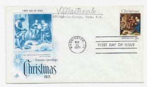 US 1444 8c Christmas Manger Scene on FDC Artcraft Cachet Unaddressed ECV $10.00