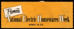 Vintage US Poster Stamp Promote National Electric Housewares Week