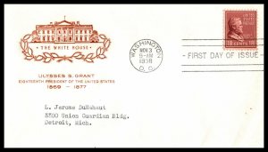 1938 Presidential Series Prexy Sc 823-45 Grant with House of Farnam cachet (CP