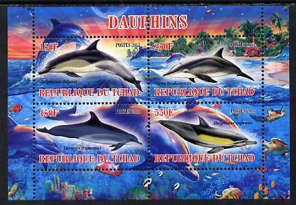 Chad 2013 Dolphins perf sheetlet containing 4 values unmo...