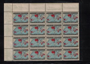 Canada #86 Very Fine Never Hinged Upper Left Plate Block Of 16 