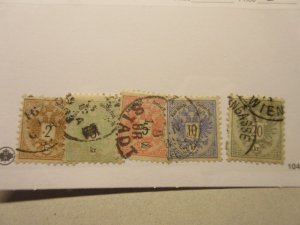 AUSTRIA Scott 41, 42, 43, 44, 45, USED Cat $5.70