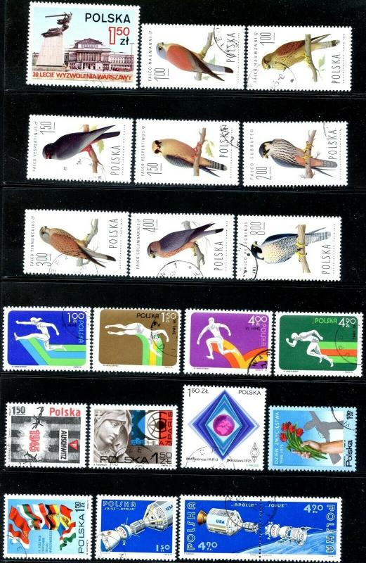 Pologne Sc# 2073-2136,B131 (63 Timbres + 1 Ss ) 1975 Set Année Presque Complet