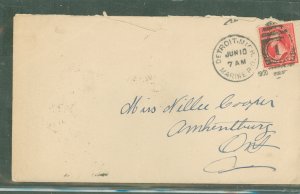 US  Detroit, MI, Marine PO, June 10, 1900 to Amherstburg, Ontario - some opening issues