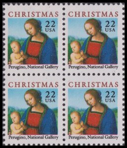 US 2244 Christmas Madonna & Child 22c block 4 MNH 1986