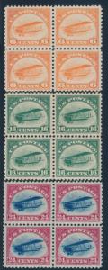 #C1-C3 (6c, 16c, 24c AIRMAIL) VF-XF BLOCKS OF 4 LH OR NH CV $930 HV1903