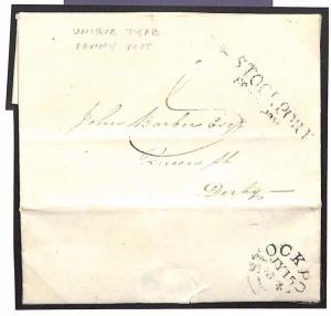 MS2797 1836 GB CHESHIRE *STOCKPORT Penny Post* Distinctive Postmark Cover RARE