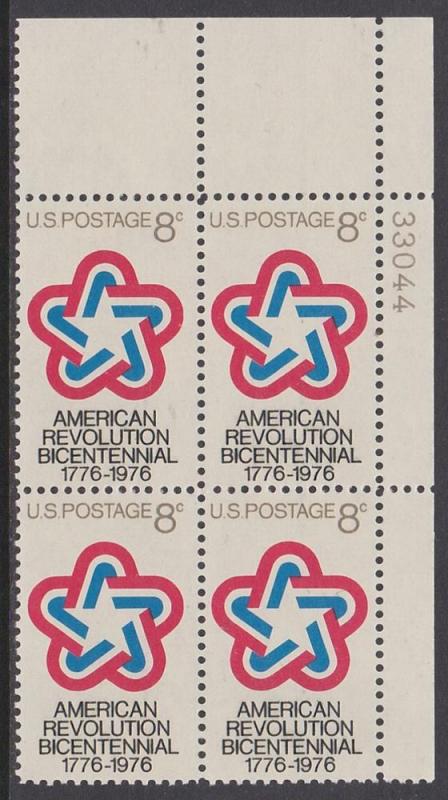 1432 American Revolution Plate Block MNH