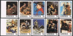 Liberia 853-857 a-j imperf,MNH.Michel 1109B-1158B. Scouting.Norman Rockwell,1979