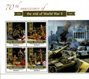 Maldives 2015 - End of World War II, 70th Anniversary - Sheet of 4 - MNH