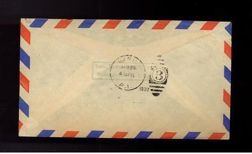 1937 Macau First Flight Cover FFC to Philippines