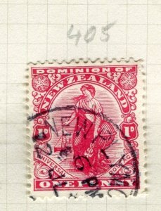 NEW ZEALAND; 1909-20s early Penny Post issue fine used Shade of 1d. value