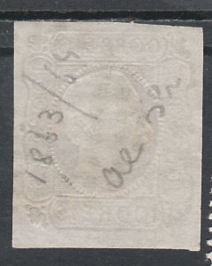 PORTUGAL 1862 KING EMBOSSED 100R USED