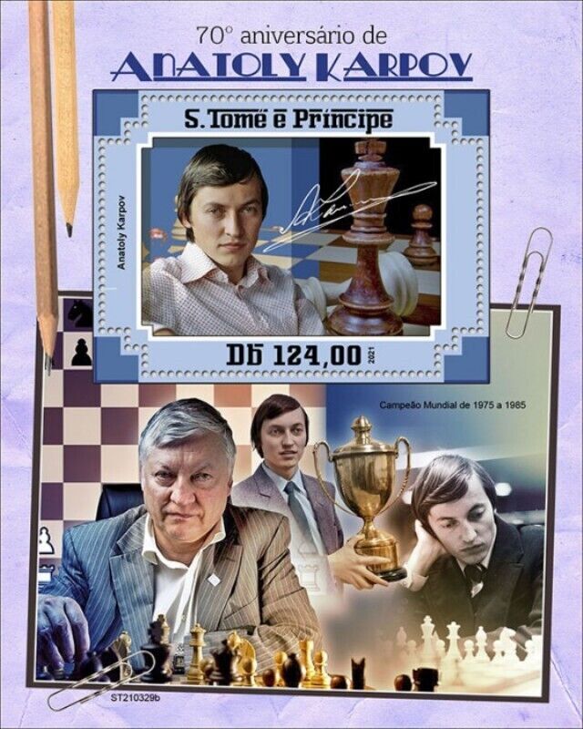Guinea-Bissau - 2021 Chess Champ Anatoly Karpov - Stamp Souvenir