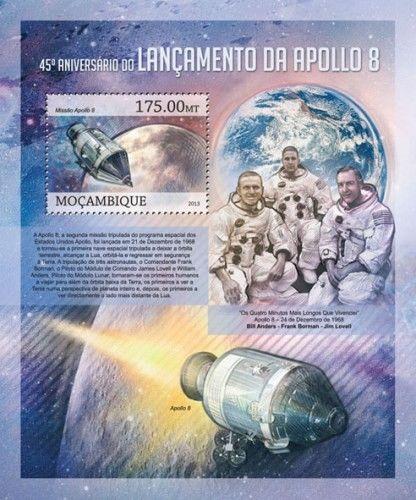 Space Raumfahrt Apollo 8 Borman Lovell Andreas Mozambique MNH stamp set