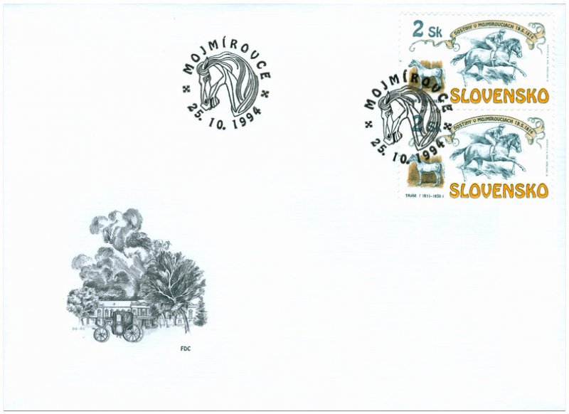 SLOVAKIA/1994, (FDC) The Races at Mojmírovce (Horse), MNH 