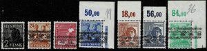 Germany 1948, Scott#600; 608, 611-2, 614-6  MNH, with margin rare and expensive