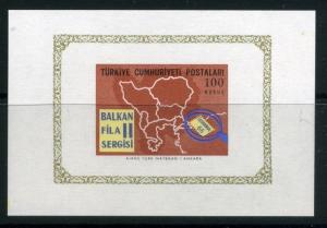 TURKEY;  1966 early Balkaphila issue S.SHEET  fine Mint hinged item