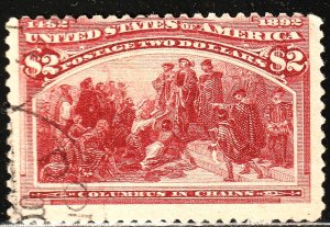 #242 US $2.00 BROWN RED COLUMBIAN -USED-N/G-FINE-V/F