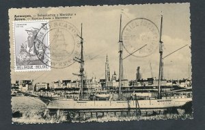 D455870 Belgium Postal Card Education Ship Mercator Antwerpen Anvers 1962