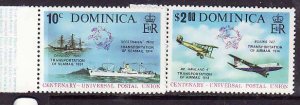 Dominica-Sc#418-19-unused NH set-UPU-Planes-Ships-id1-1974-
