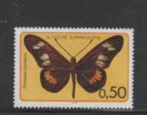 ST. THOMAS & PRINCE #501 1979 50c BUTTERFLY MINT VF NH O.G