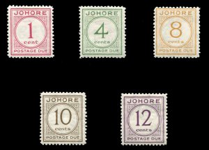 Malayan States - Johore #J1-5 (SG D1-5) Cat£210, 1938 Postage Dues, set of f...