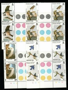 BERMUDA SG490/3 1985 JOHN J AUDUBON GUTTER BLOCKS OF 4 MNH