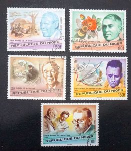 NIGER  Sc# 406-410  NOBEL PRIZE WINNERS  Cpl set of 5  1977 used