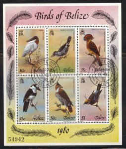 Belize Scott 500 UNHOG(CTO) - 1980 Birds Sheet of 6 - SCV $55.00