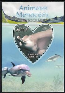 Gabon 2012 Endangered Species - China Dolphin perf souven...