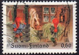 Finland 625 - Used - 60p Christmas / Elves Feeding Horse (1979) (cv $0.40)