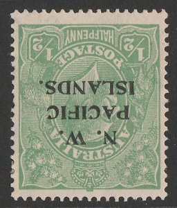 NEW GUINEA - NWPI 1918 KGV ½d green Large Mult wmk inverted.
