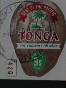 ​TONGA-1970-SC#256-LOVELY COCONUT SHAPE CUT -CTO VF KEY STAMP-HARD TO FIND