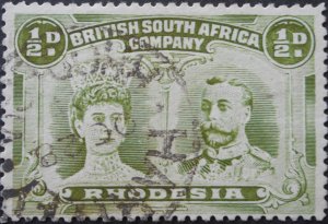 Rhodesia Double Head ½d with Hartley Month Day (SC) postmark