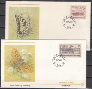 Sweden, Scott cat. 1532-1533. Europa & Music Instruments. 2 First day covers. ^