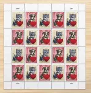 2023 love cats dogs puppy  forever stamps  5 Sheets of 20 ， total 100 pcs