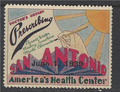 1939 San Antonio TX Promotional Poster Stamp (AW44)