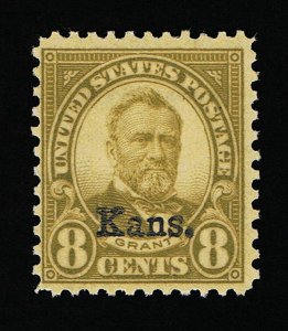 GENUINE SCOTT #666 VF-XF MINT PRISTINE OG NH 1929 KANSAS OVERPRINT ISSUE #8962